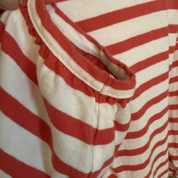 J.Crew Striped 100% Cotton Sweater Sz L Gathered Sleeve Crewneck White w Red - Picture 4 of 7